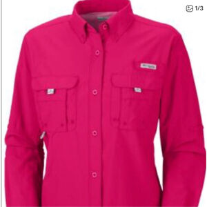 Hot Pink Fuscia Columbia Long Sleeve PFG Ladies Shirt Size Large Fishing Outdoor